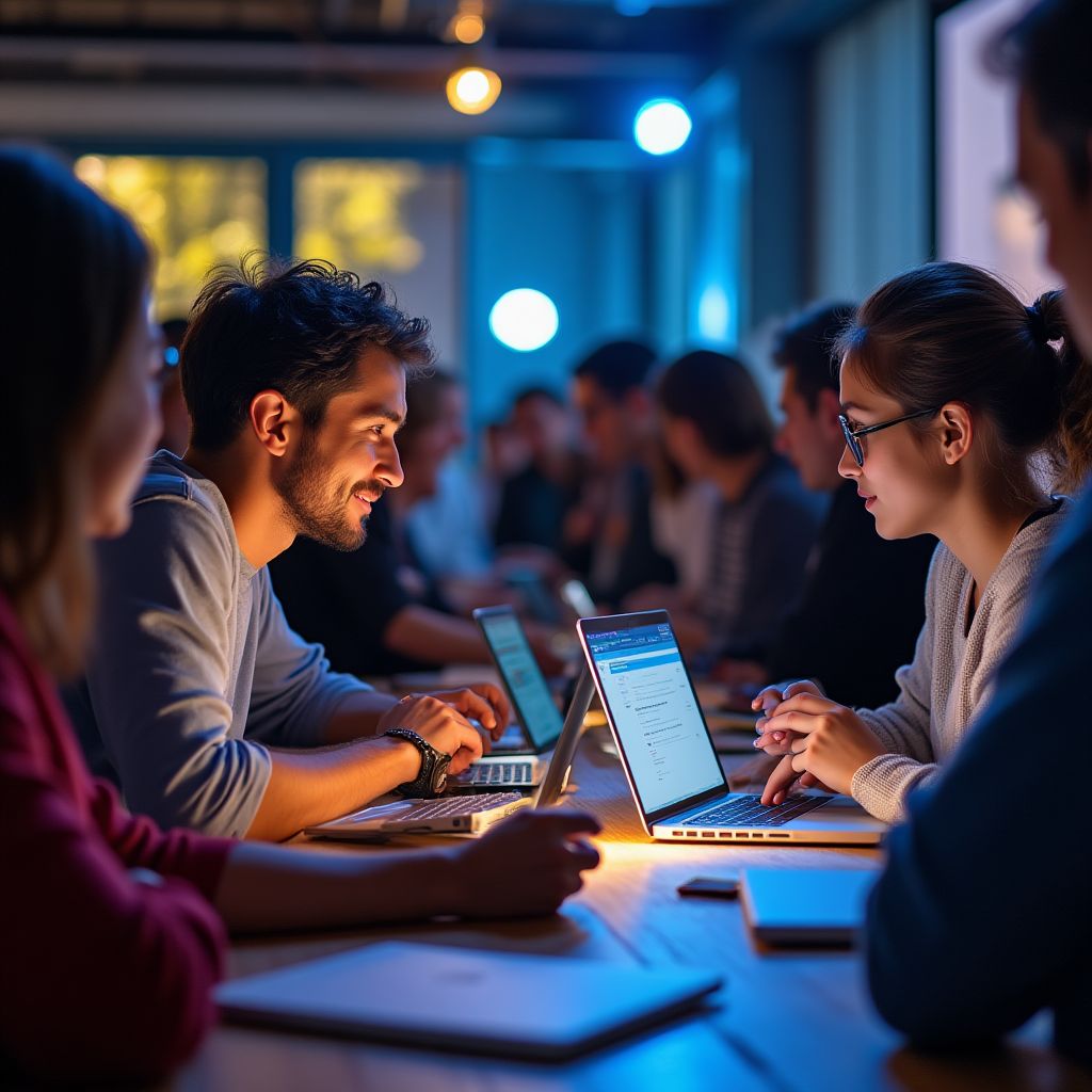 Equipo en hackathon de innovación